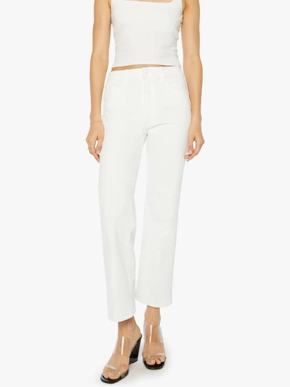 MOTHER Jeans The Rambler Zip Ankle White Fairest Size 29